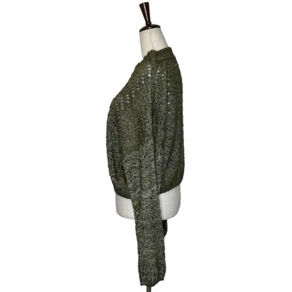 Urban Outfitters Cropped Sweater Womens L Pullover Open Knit Mock Neck Green - Picture 2 of 6